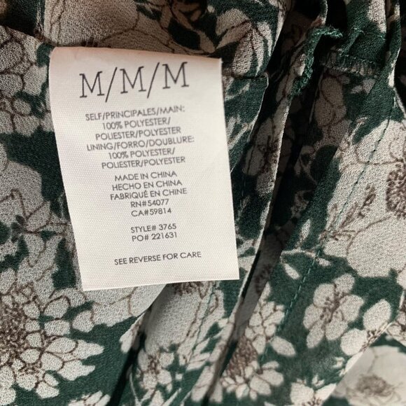 CABI Women's Green Floral Print Long Sleeve Boho Peasant Top Blouse Size M‎ 9736 - Picture 5 of 8